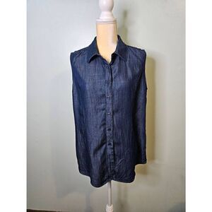 Sahalie sleeveless denim shirt. Size L.